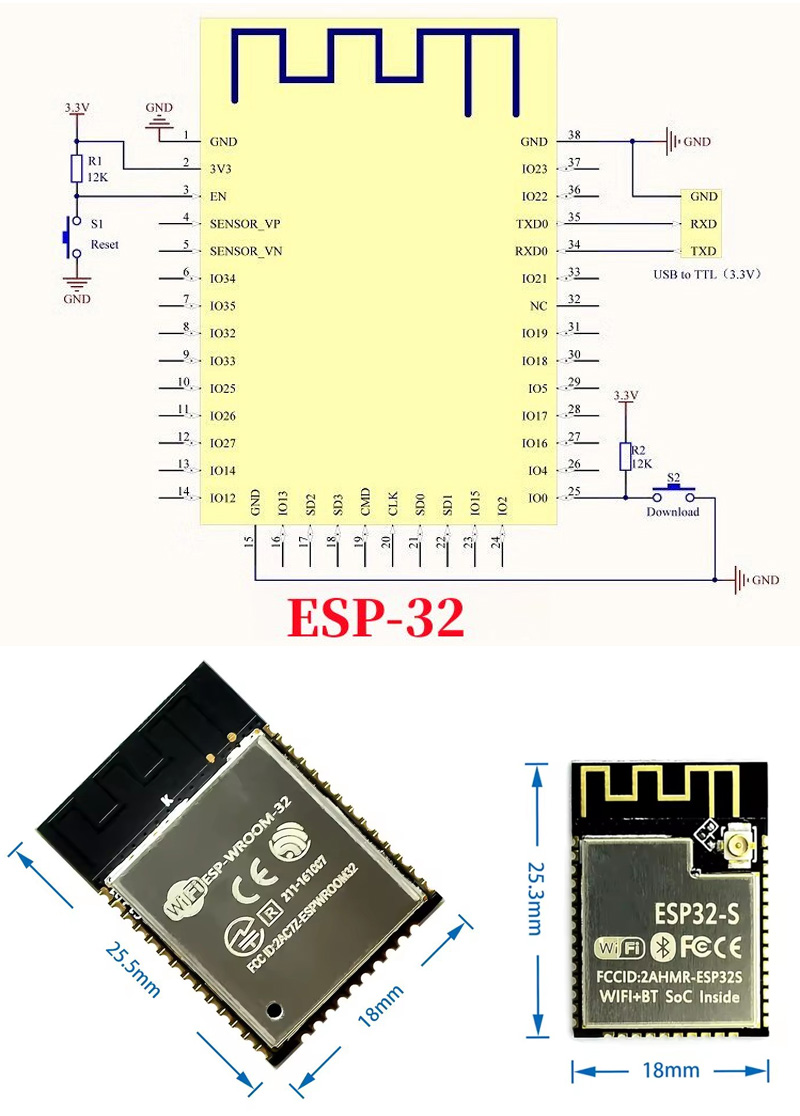 ESP32 ESP-32S ESP-12E ESP-12F  - Esp32 Wifi Bluetooth Module review and price